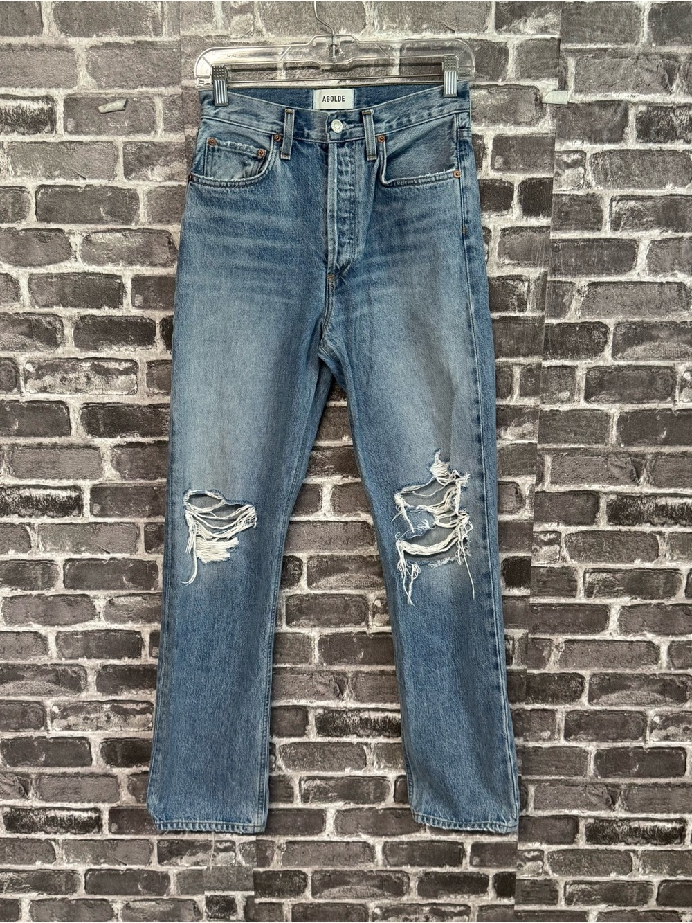 Agolde Kelly Jean High rise relaxed straight leg distressed jeans